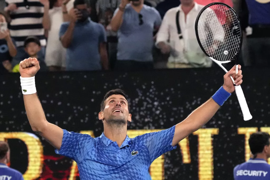 Novak Djokovic celebrates his victory in Men’s Singles 2023